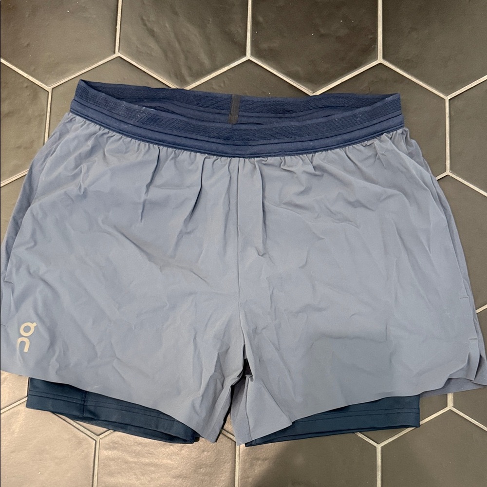 On Running Slate Blue 2-in-1 Athletic Shorts